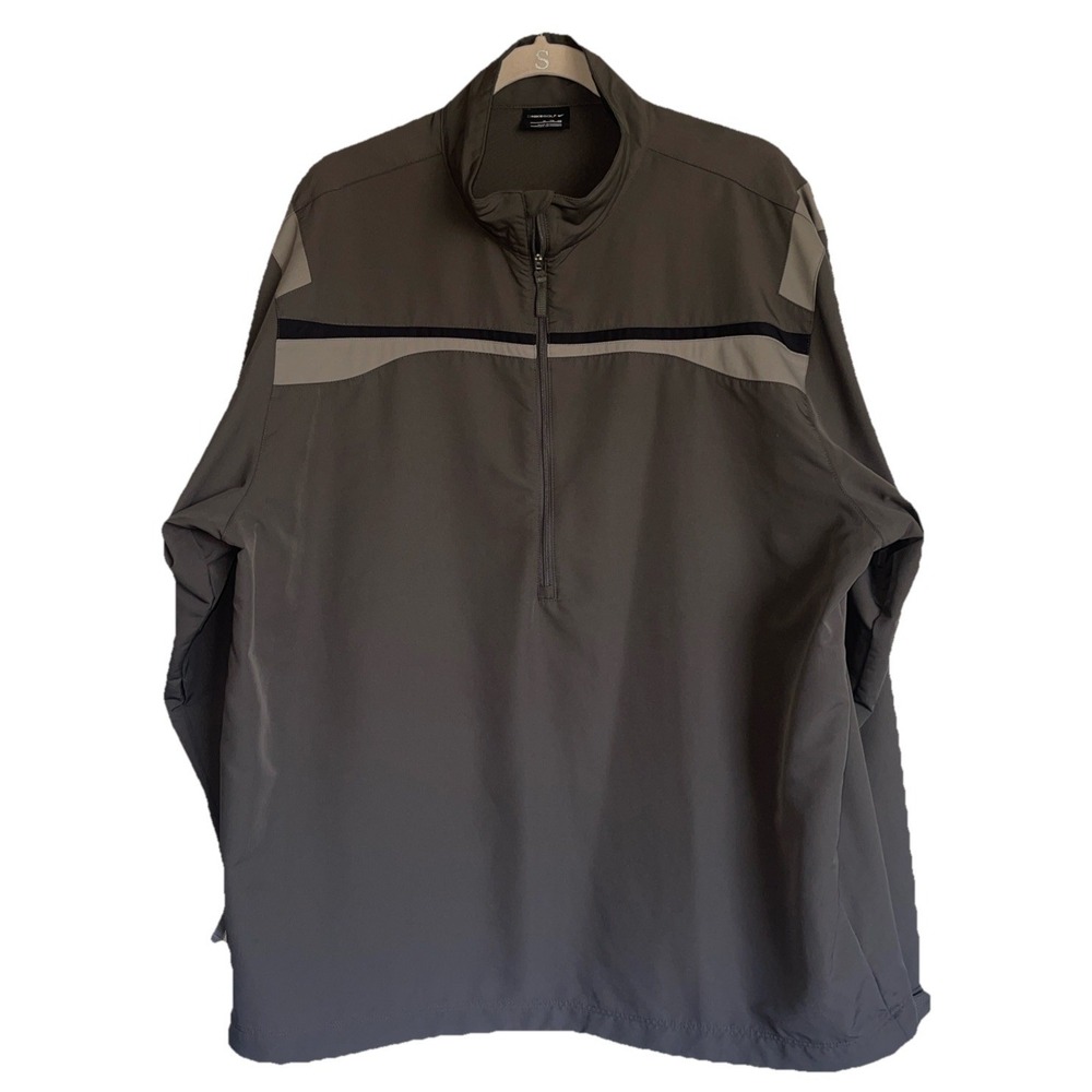 Nike Golf Jacket Mens XL Gray Black Athletic Softshell Half Zip Windbreaker‎